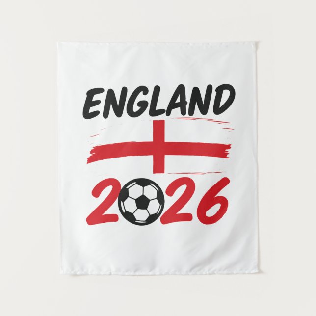 England 2026 Soccer Fan Design, Cross and Football Wandteppich (Vorderseite)