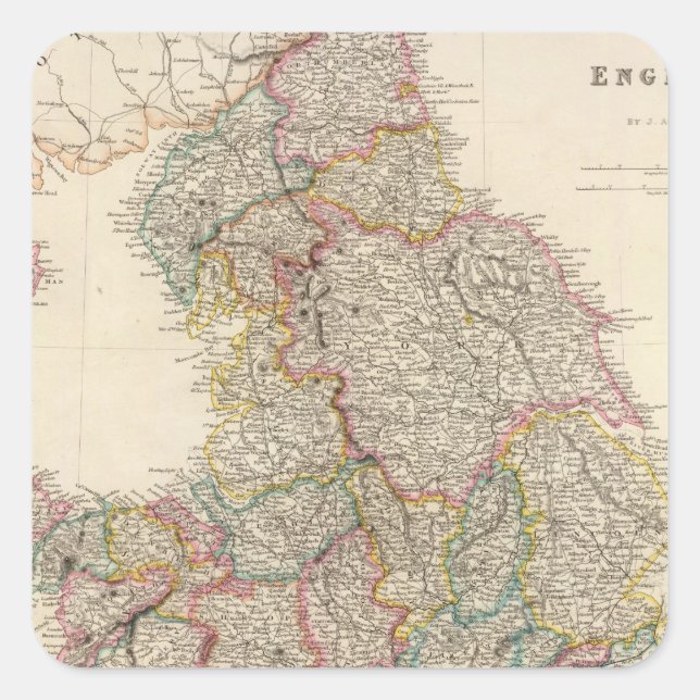 England 3 quadratischer aufkleber (Vorderseite)