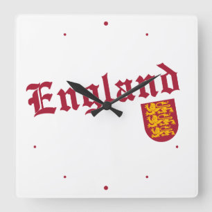 England and Crest Quadratische Wanduhr