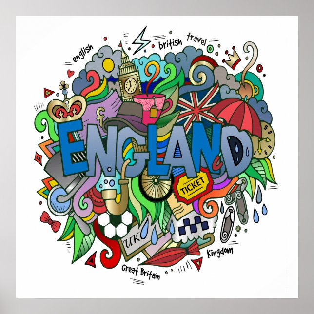 England Art Illustration Poster (Vorne)