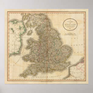 England Atlas Karte 2 Poster