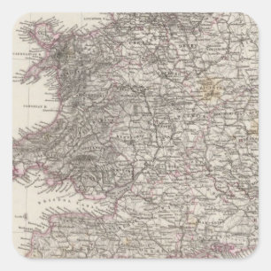 England-Atlas-Karte Quadratischer Aufkleber