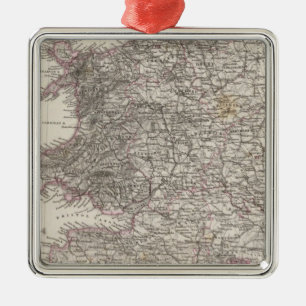 England-Atlas-Karte Silbernes Ornament