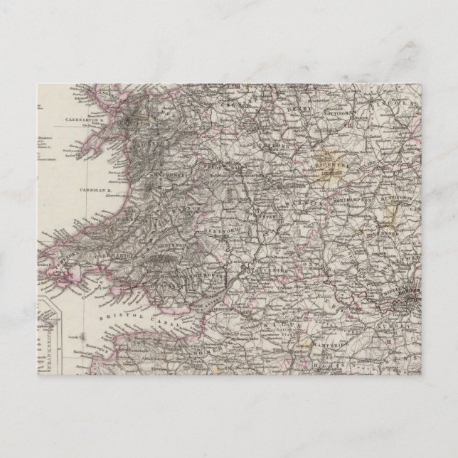 England Atlas Map Postkarte (Vorderseite)