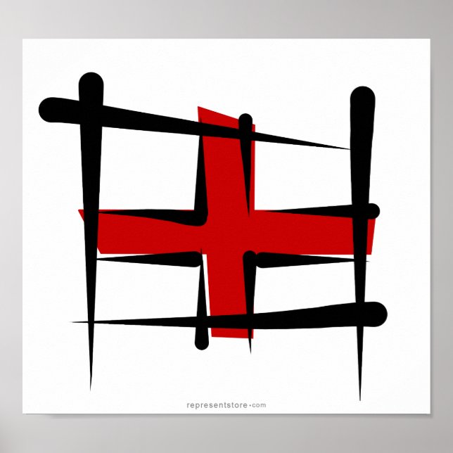 England Brush Flag Poster (Vorne)