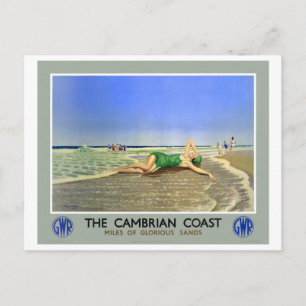 England Cambrian Coast Vintage Travel Poster Postkarte