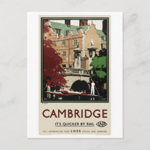 England Cambridge Vintage Reiseposter Restauriert Postkarte
