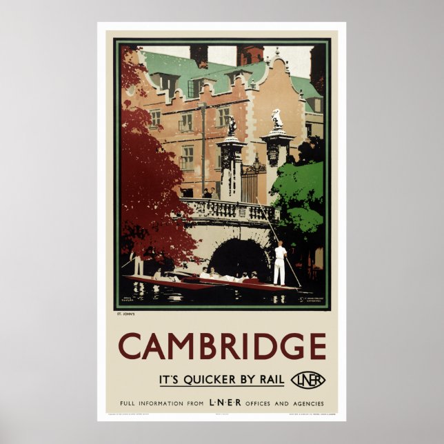 England Cambridge Vintage Travel Poster Zurück (Vorne)