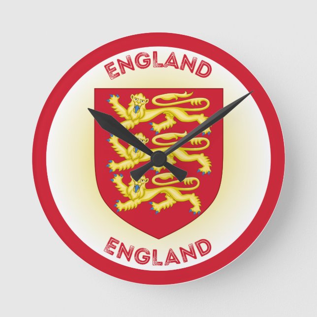 England Coat of Arms Circle Shape Runde Wanduhr (Vorderseite)