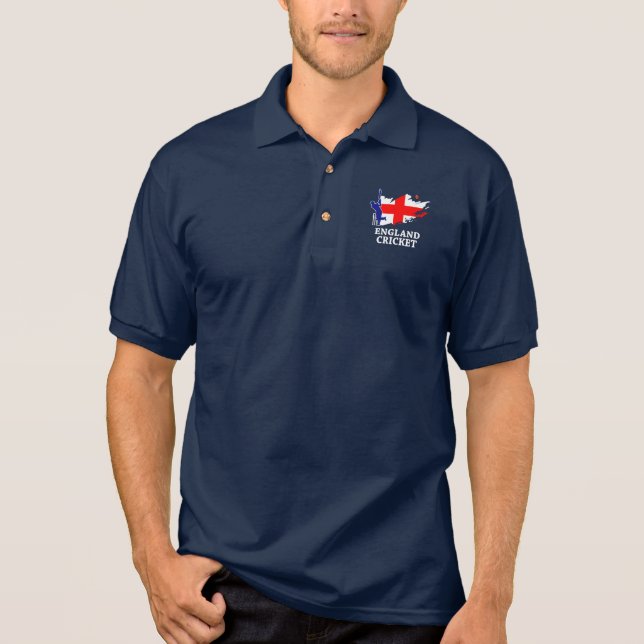 England Cricket English Flag Brush Stroke Gift Polo Shirt (Vorderseite)