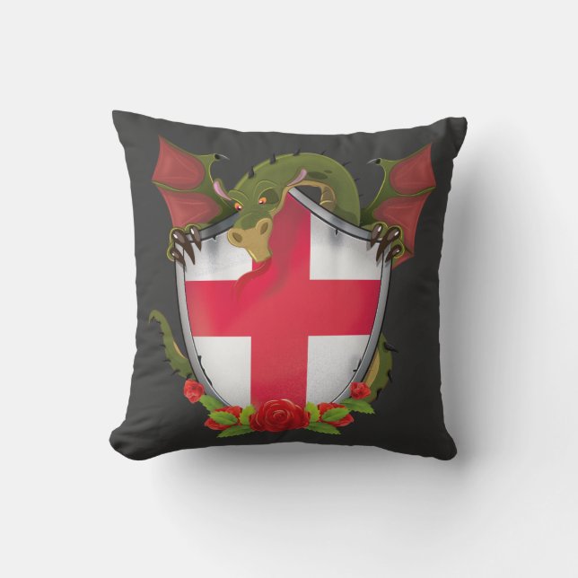 England Drache und die englische Flagge Schild Kissen (Vorderseite)
