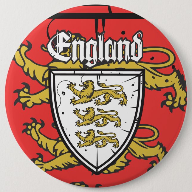 England Drei Löwen Holzschild Button (Vorderseite)