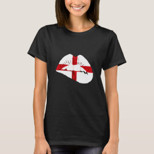 England Englische Flagge Lippen St George's Cross  T-Shirt