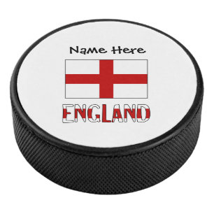 England Englische Flagge Schwarz Personalisierung  Eishockey Puck
