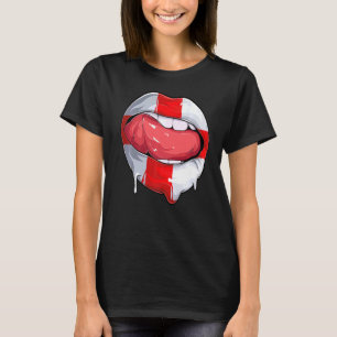 England Flag Flag Mouth Soccer Englisch T-Shirt