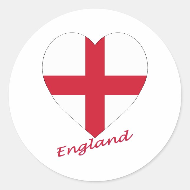 England Flag Herz Runder Aufkleber (Vorderseite)