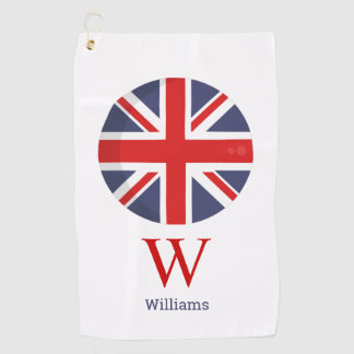 England Flag Monogram Golfhandtuch