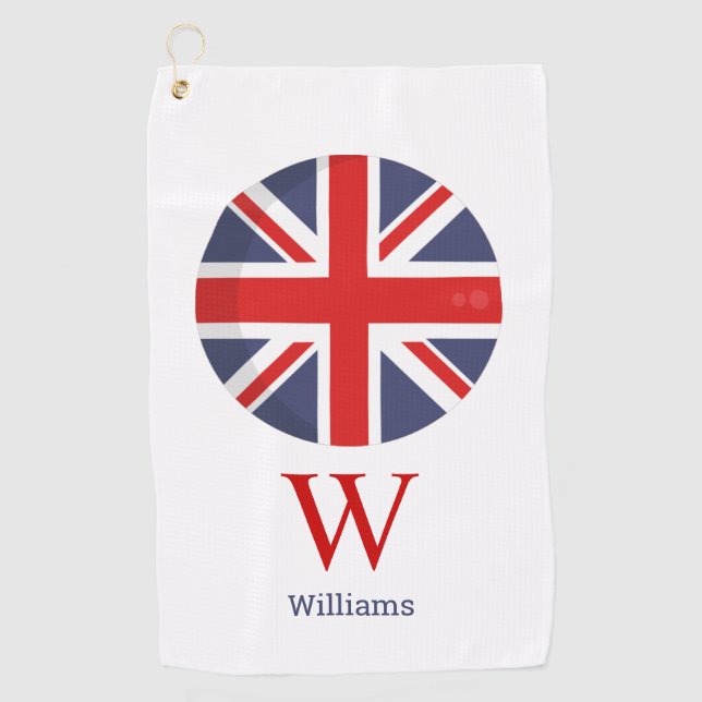 England Flag Monogram Golfhandtuch (Vorderseite)