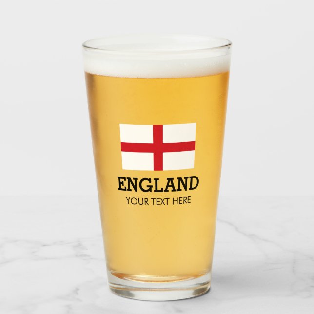 England-Flagge Bierglas-Geschenk mit benutzerdefin Glas (Vorne (Gefüllt))