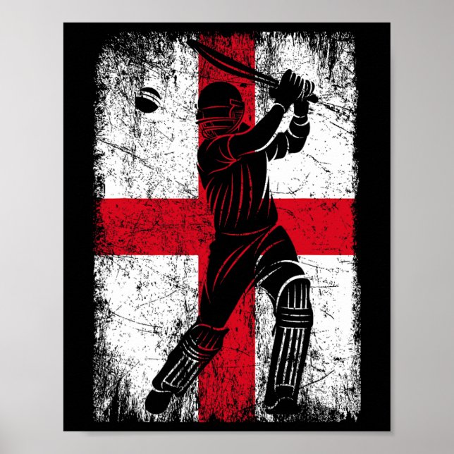 England-Flagge Cricket-Trikot Fan Spieler Trainer  Poster (Vorne)