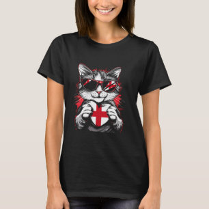 England-Flagge Englischer Stolz Katze Sonnenbrille T-Shirt