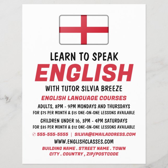 England-Flagge, Werbung für Englischkurse Flyer (Vorne)