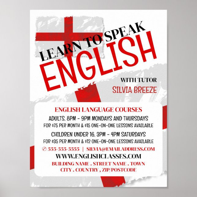 England-Flagge, Werbung für Englischkurse Poster (Vorne)