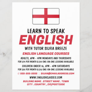 England-Flagge, Werbung für Englischsprachkurs Flyer