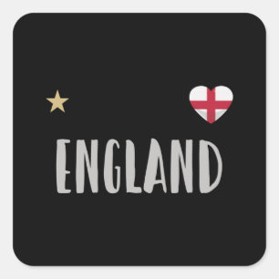 England Football Fan Shirt Englische Flagge Quadratischer Aufkleber
