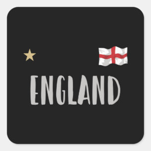 England Football Fan Shirt Englische Flagge Quadratischer Aufkleber