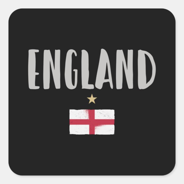 England Football Fan Shirt Englische Flagge Quadratischer Aufkleber (Vorderseite)