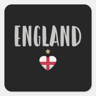 England Football Fan Shirt Englische Flagge Quadratischer Aufkleber