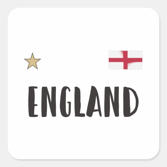 England Football Fan Shirt Englische Flagge Quadratischer Aufkleber (Vorderseite)
