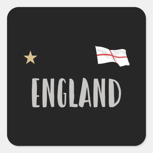 England Football Fan Shirt Englische Flagge Quadratischer Aufkleber (Vorderseite)