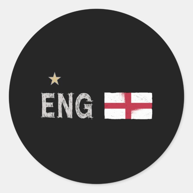 England Football Fan Shirt Englische Flagge Runder Aufkleber (Vorderseite)