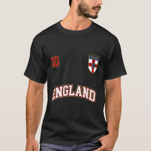 England Football Team Nummer 10 English Flag Socce T-Shirt