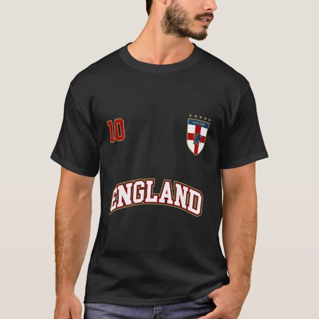 England Football Team Nummer 10 English Flag Socce T-Shirt (Vorderseite)
