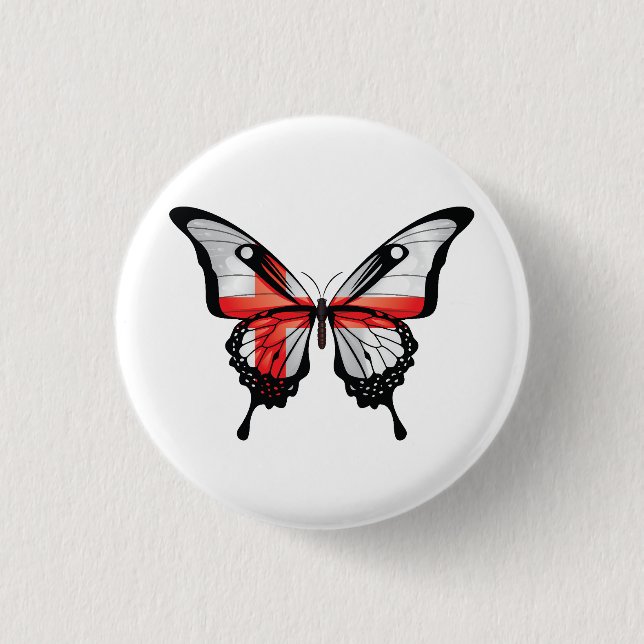 England Frack Butterfly Flag Aufkleber Button (Vorderseite)