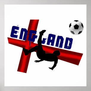 England Fußball Fahrrad Kick Geschenk T - Shirt un Poster
