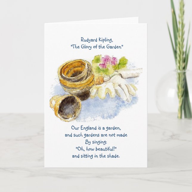 England Garden Verse mit Aquarellmalerei Karte (Vorderseite)