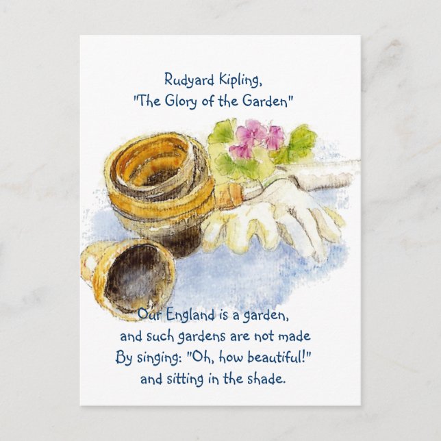 England Garden Verse mit Aquarellmalerei Postkarte (Vorderseite)