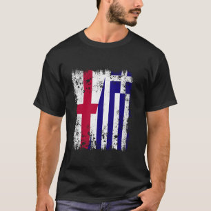 England Griechenland Halbflagge Englisch Griechisc T-Shirt