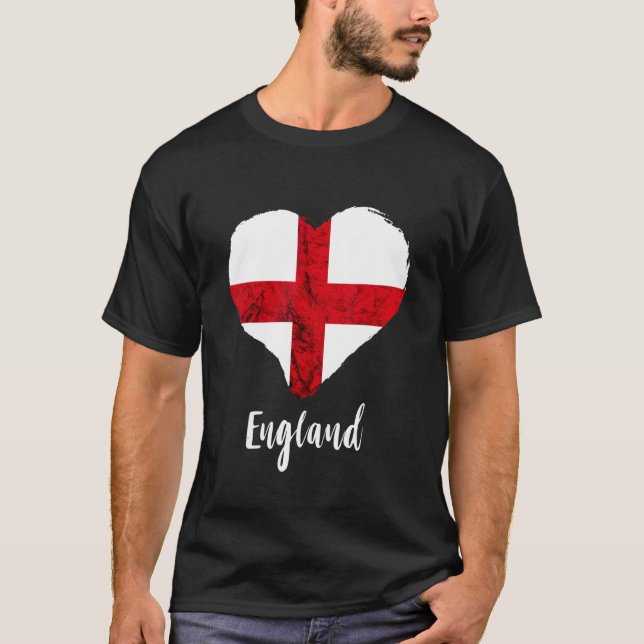 England Heart St George's Cross England Flag Engli T-Shirt (Vorderseite)