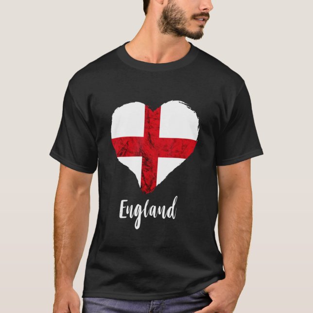 England Heart St George's Cross England Flag Engli T-Shirt (Vorderseite)