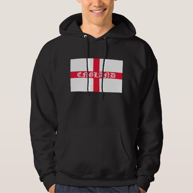 England im weißen Text auf Flagge Hoodie (Vorderseite)