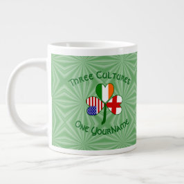 England Irland USA Kleeblatt Flag Personalisiert Jumbo-Tasse