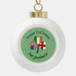 England Irland USA Kleeblatt Flag Personalisiert Keramik Kugel-Ornament