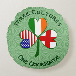 England Irland USA Kleeblatt Flag Personalisiert Rundes Kissen