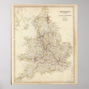 England Kanäle, Eisenbahnen Poster