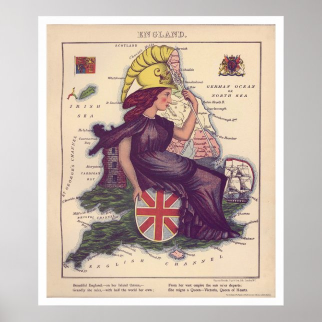 England Karikatur Karte 1868 Poster (Vorne)